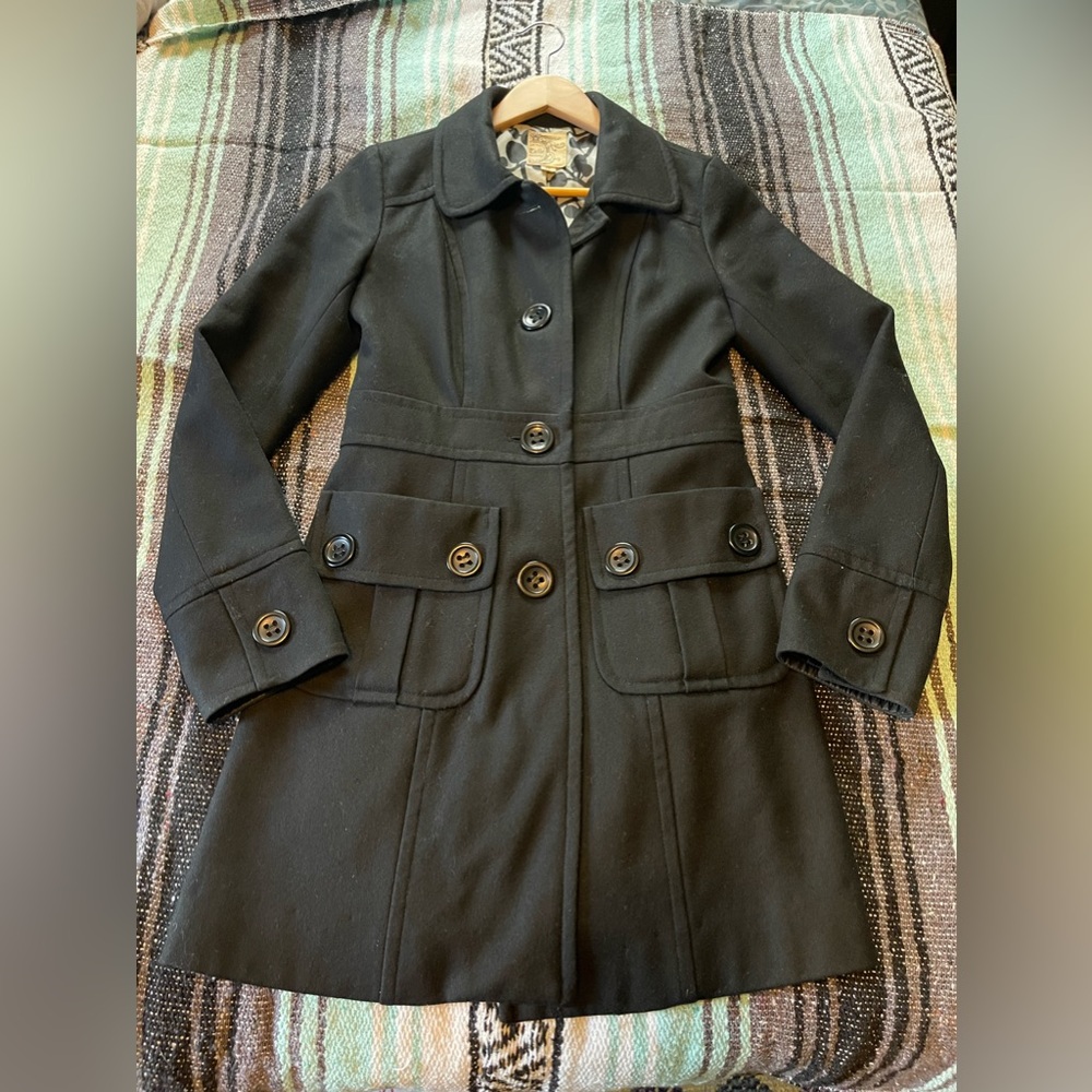 Tulle for Anthropologie Wool blend Black Pea Coat